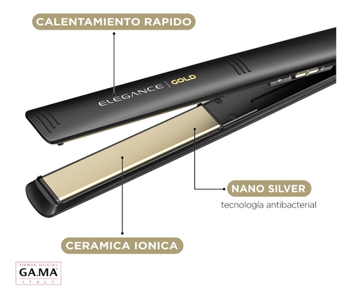 Imagen 3 de 6 de Plancha Alisadora Gama Elegance Gold Oro Líquido