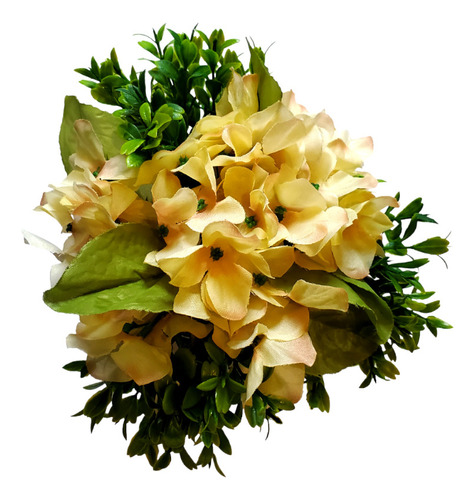 Arreglo Flor Hortensia Amarillo Claro Con Base 1 Pz