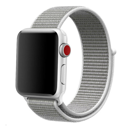 Pulseira Nylon Loop Para Apple Watch Ultra 2 49/45/44/42mm Cor Branco com Cinza Largura 20