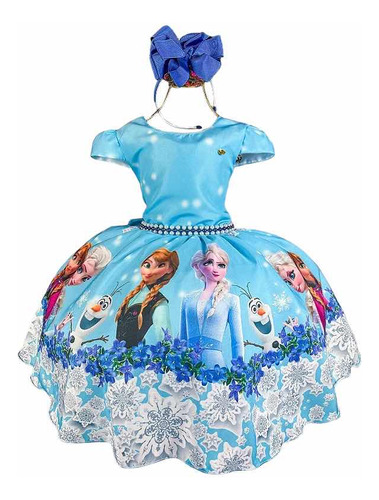 Vestido Frozen Fantasia Girl Infantil Niña