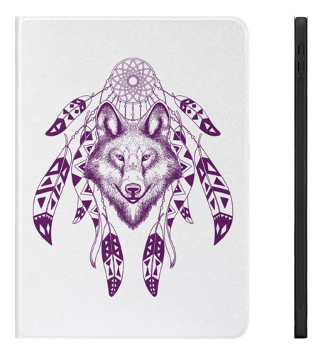 Funda Estampado Cabeza Lobo Tribal Para iPad Pro Air