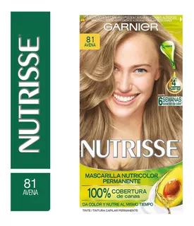 Kit Tintura Garnier Nutrisse regular clasico Mascarilla nutricolor permanente tono 81 avena para cabello