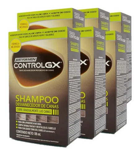 Kit X 6 Shampoo Just For Men Control Gx Progresivo Canas