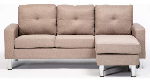 Sofa Modular En L Anastasia Tela Cafe Lado Intercambiable Color Marrón