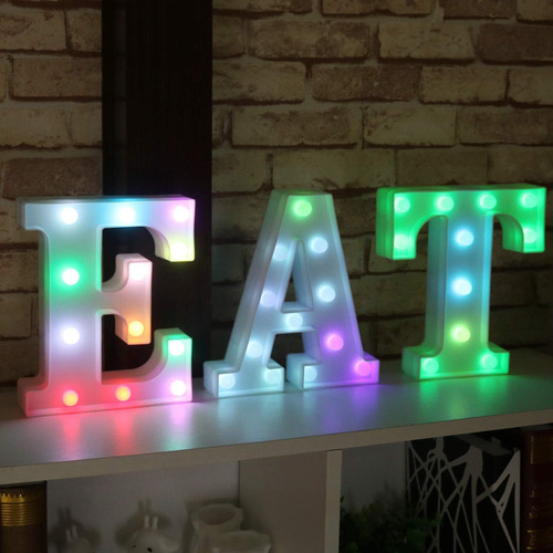 Letras Led De Marquesina Pooqla Modelo A Con Control Remoto Multicolor, Blanco