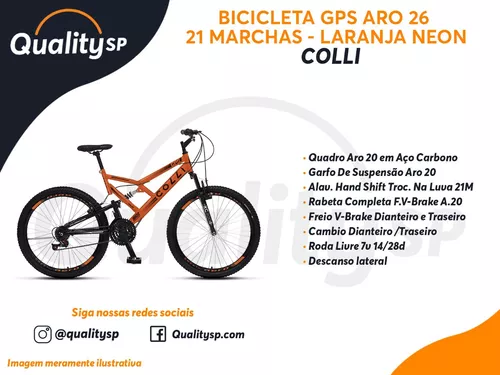 Bicicleta Colli GPS Aro-20 Com Dupla Suspensão, 36 Raias e 21