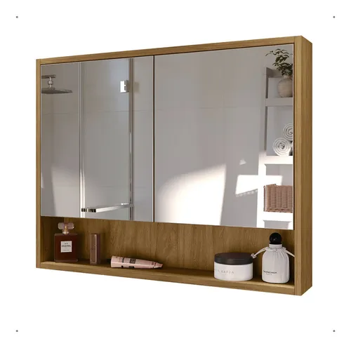 comprar Armário Banheiro Superior Aéreo Espelheira 2 Portas Eros Móvel Madeirado