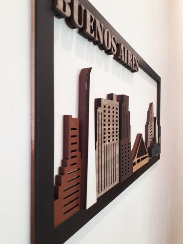 Skyline Buenos Aires En Madera Con Efecto 3d Luthiens Laser
