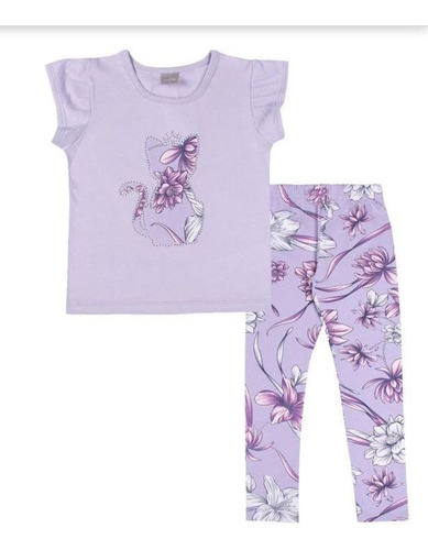 Imagem 2 de 2 de Conjunto Infantil Menina Mundi Gato E Strass