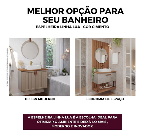 Espelho Lua Decorativo C/ Alça Cimento Mgm Móveis