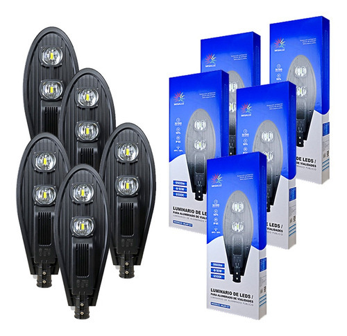 5-pack De Lampara Led Vial Tipo Cobra Bifasica Fotocelda 90w Color Negro