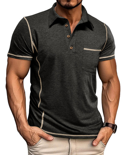 Camisa Transpirable De Manga Corta Con Bolsillos De Moda