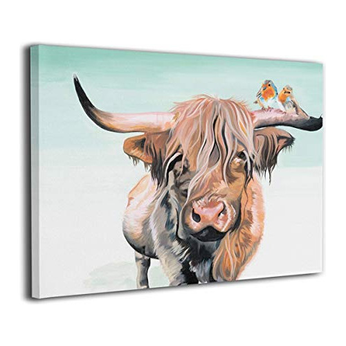 Hd8yehao Highland Cow Photo Modern Pinturas Canvas Qfh29