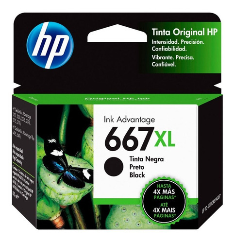 Imagen 7 de 10 de Cartucho Hp 667xl Negro 3ym81al 1275 2775 2776 2376