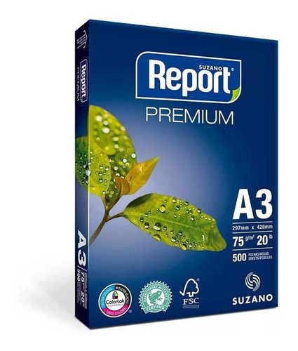 Papel Sulfite A-3 75g Report Premium 500 Folhas C/ 5 Pacotes