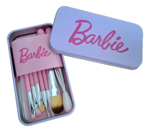 Set De 7 Brochas De Maquillaje De Bolsillo Estuche Barbie