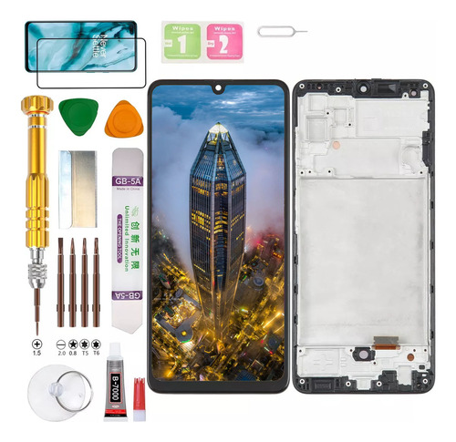 (Negro) Macro+Pantalla Para Samsung Galaxy A32 (Versión 4G) SM-A325M/DS, A325M, A325F, A325F/DS, A325N Display Gadget Troops (Incell Sin Huella Dactilar)