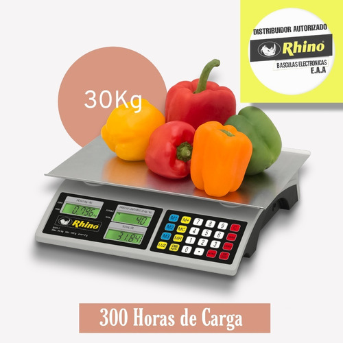 Báscula Comercial Digital Recargable Rhino Bar-7 De 2g/30kg 