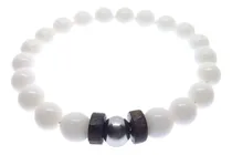Comprar Pulseras Hombre Mujer Piedra Howlita Blanca Madera Unisex 
