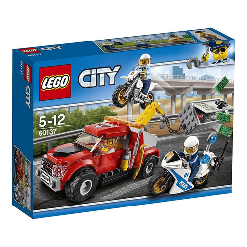 Lego City 60137 Robo Camion Grua En Problemas Moto Policia