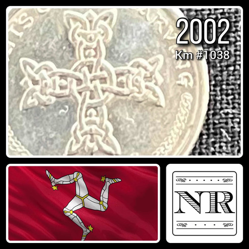 Isla De Man - 5 Pence - Año 2002 - Km #1038 - Cruz De Gaut