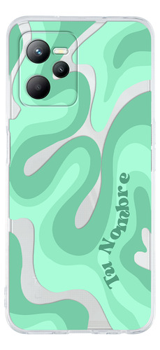 Funda Para Realme Para Mujer Curvas Verdes Con Tu Nombre