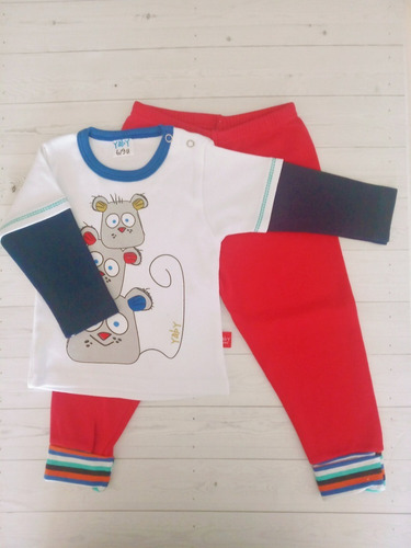 Conjunto Remera M/ Larga Y Pantalón Algodón Bebé Marca Yaby