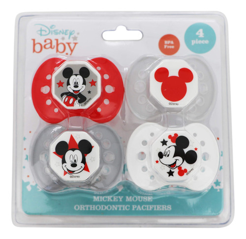 Cudlie Mickey Mouse - Paquete De 4 Chupetes Para Beb.