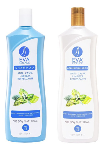 Kit Shampoo Y Acondicionador Anticaspa Eva Essence 1l