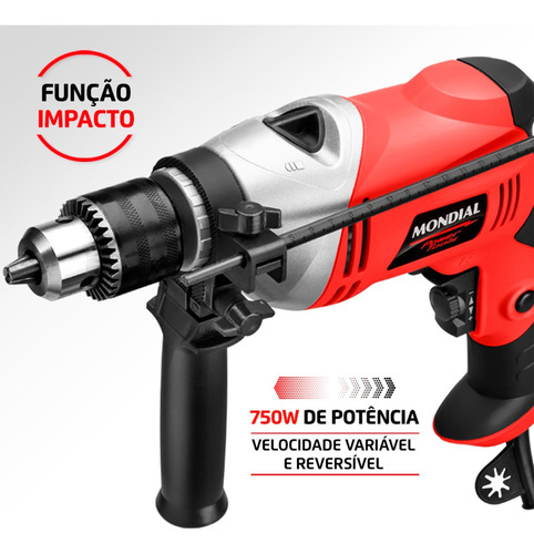 Furadeira martelete elétrica de 13mm Mondial FFI-05 700W + accesorios 127V