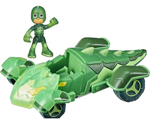 Pj Masks Coche De Juguete, Incluye Figura De Acción De Gekko