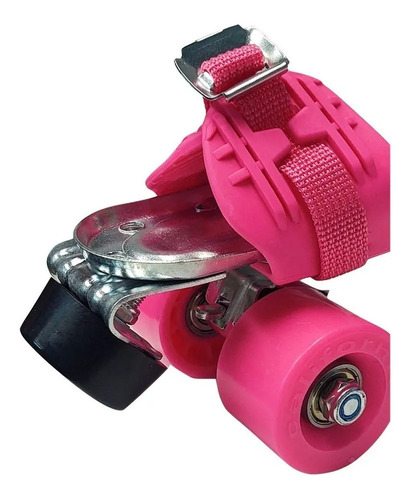 Imagen 4 de 12 de Patín De Metal Extensible 4 Ruedas Con Agarraderas -rosa