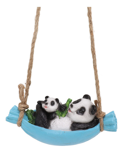 Estatua De Swing Panda, Madre Y Bebé Acostados Sobre La Resi
