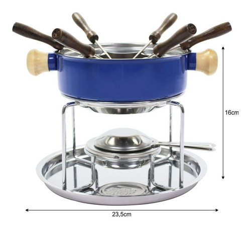 Aparelho De Fondue Para Queijo Chocolate Panela Para Fundi Cor Azul-escuro