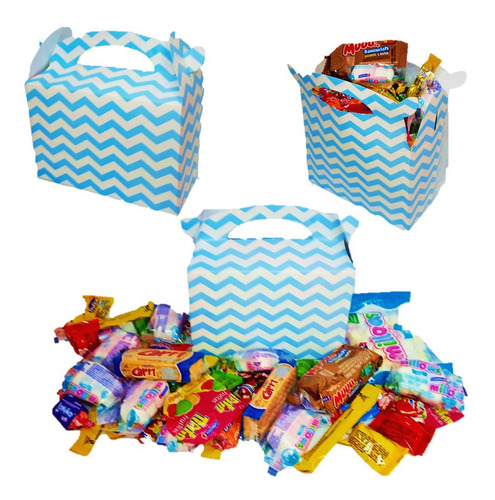 Cajita Feliz Dulces Sorpresa X12und Piñata Chevron Azul