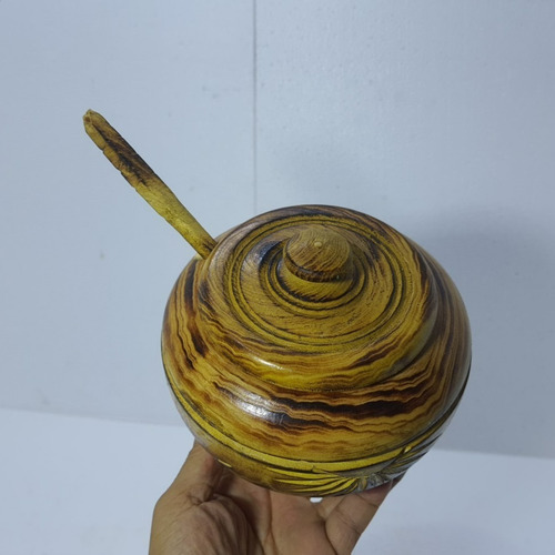 Imagem 2 de 10 de Farinheiro Madeira Feito Mão C/colher 15x3cm 660g Disponivel