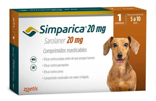 Simparica 20 Mg Para Perro De 5 - 10 Kg 1 Tableta