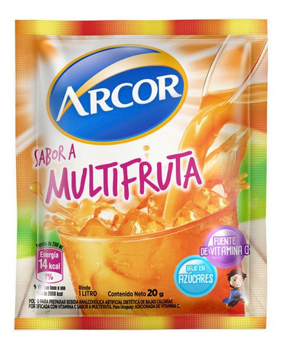 Jugo En Polvo Arcor Sabor Multi Fruta Caja 18 Un X 20 Gr