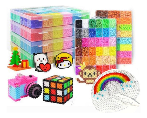 Kit 9000 Hama Beads 36 Colores 5 Mm 5 Bases 3 Pinzas Perler