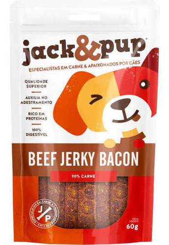 Petisco Bifinho Cães Jack&pup - Beef Jerky - Sabores. Sabores Bacon