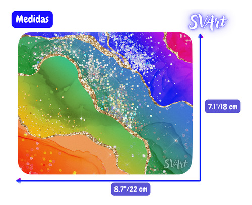 Mouse Pad Svart Diseño Con Colores Arcoiris Md2