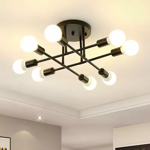 Lámpara Techo Led Colgante Sala Familia Moderna 8luces Focos