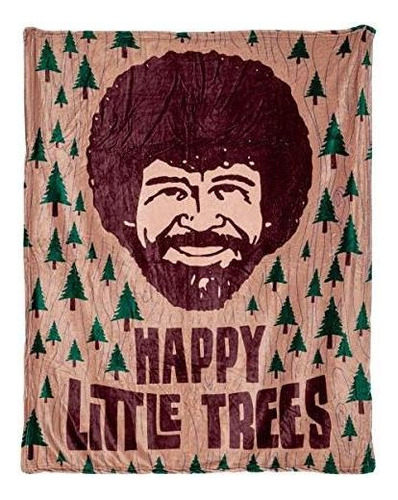 Manta De Felpa Licencia Oficial De Bob Ross Happy Littl...