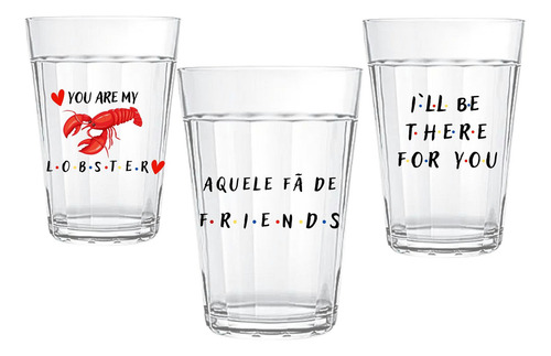 3 Copos 190ml Personalizados Coleção Série Friends Cor Kit Aquele Fã...