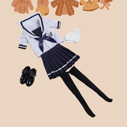 Traje De Uniforme De Colegiala A Escala 1:6, Ropa Para