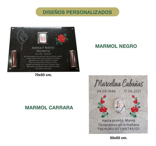 Imagen 5 de 9 de Placa Marmol Grabada 70x50cm. Para Cementerio + Foto 14x10
