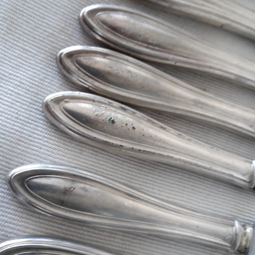 18 Facas De Sobremesa, Silver-plate Anos 1930 Vintage