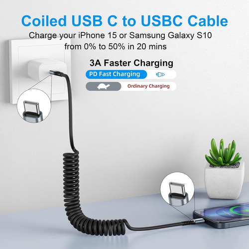 Usb C To C Cable 3ft 2pack Coiled Usb C Charger Cable For...