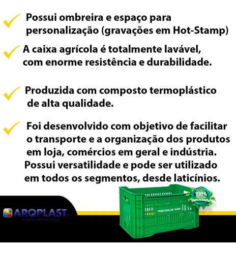 Imagem 8 de 8 de 3 Caixas Agrícola Hortifrúti Empilhável Organizadora Feira