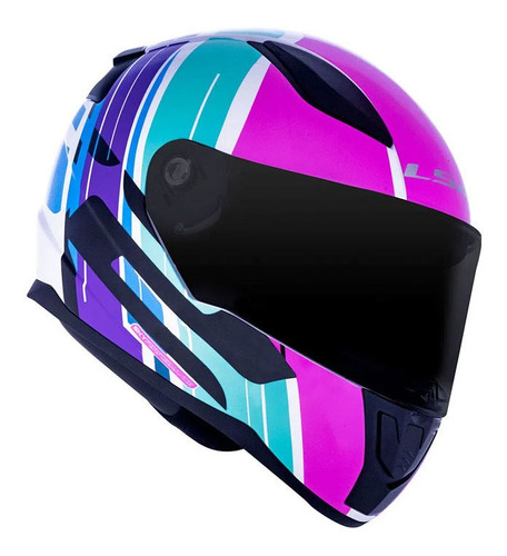 Capacete Ls2 Ff353 Rapid Flag Neon Fucsia Rosa/azul/branco